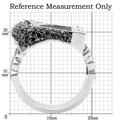 Rhodium + Ruthenium Brass Ring with AAA Grade CZ in Black Diamond Size 6