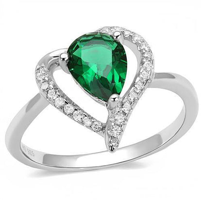 Rhodium 925 Sterling Silver Ring with Synthetic Glass in Blue Zircon