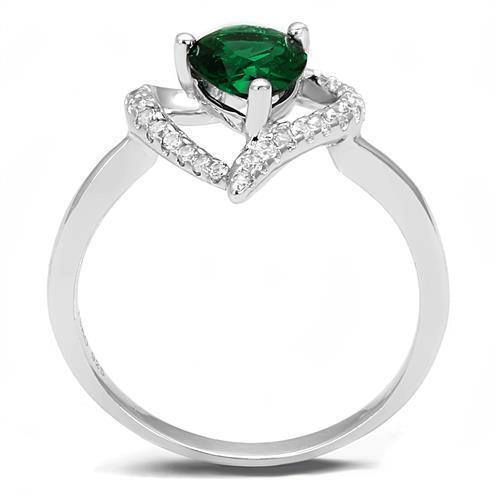 Rhodium 925 Sterling Silver Ring with Synthetic Glass in Blue Zircon