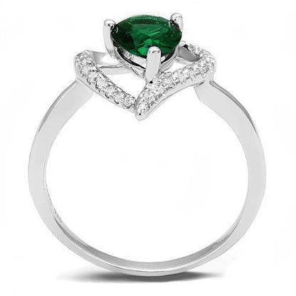 Rhodium 925 Sterling Silver Ring with Synthetic Glass in Blue Zircon