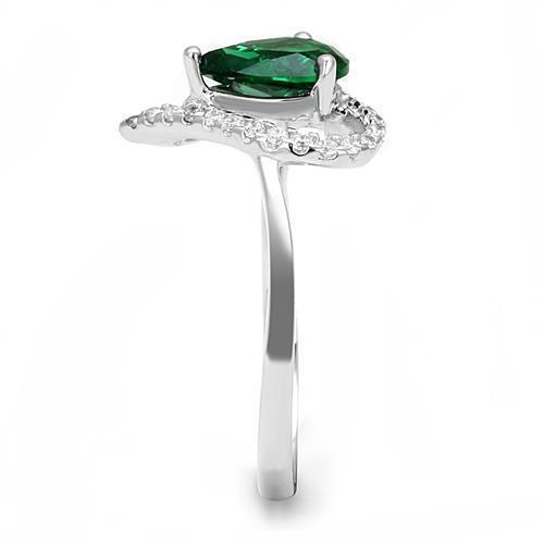Rhodium 925 Sterling Silver Ring with Synthetic Glass in Blue Zircon