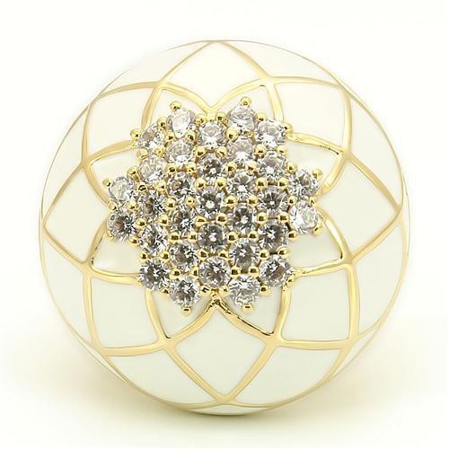 0W206 - Gold Brass Ring with AAA Grade CZ in Clear Size 9