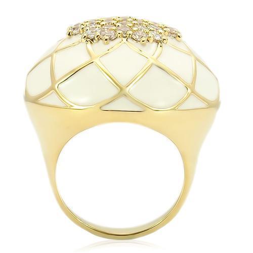 0W206 - Gold Brass Ring with AAA Grade CZ in Clear Size 9