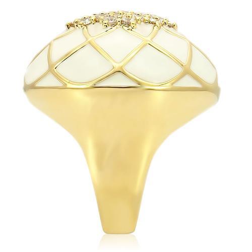0W206 - Gold Brass Ring with AAA Grade CZ in Clear Size 9