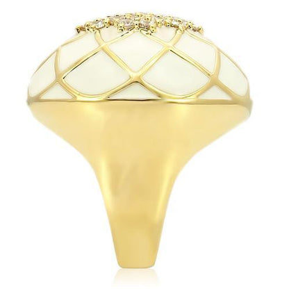 0W206 - Gold Brass Ring with AAA Grade CZ in Clear Size 9