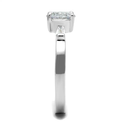 Rhodium Brass Ring with AAA Grade CZ  in Clear