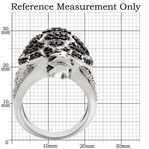 Rhodium + Ruthenium Brass Ring with AAA Grade CZ  in Jet Size 6