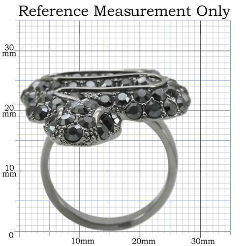 Ruthenium Brass Ring with Top Grade Crystal in Jet Size 7