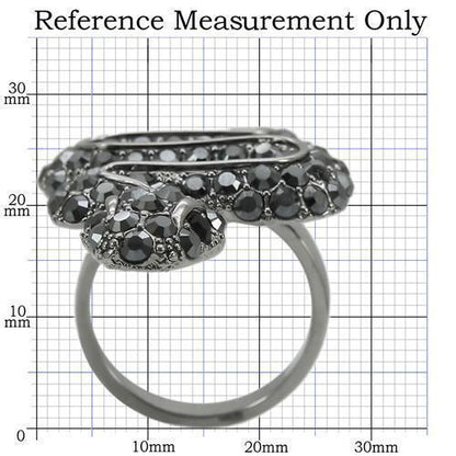 Ruthenium Brass Ring with Top Grade Crystal in Jet Size 7