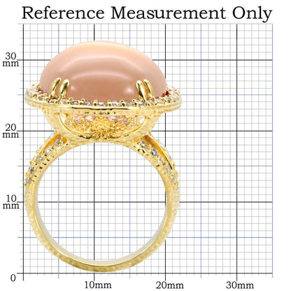 Gold Brass Ring with Synthetic Glass in Champagne Size 7