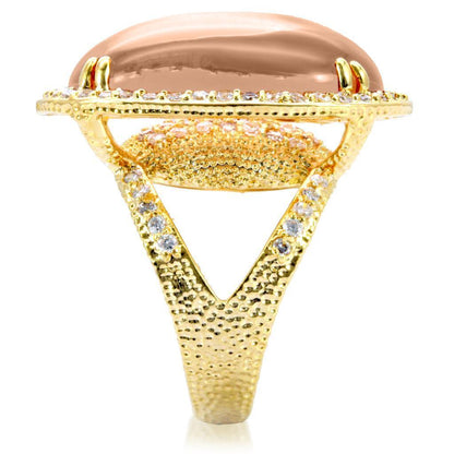 Gold Brass Ring with Synthetic Glass in Champagne Size 7