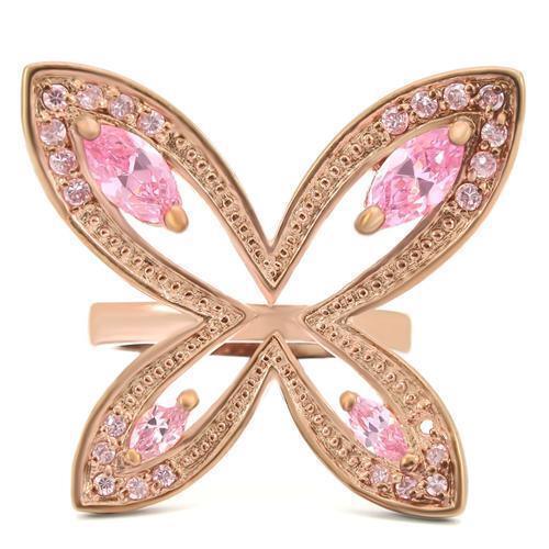 Rose Gold Brass Ring with AAA Grade CZ in Rose Size 10