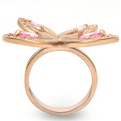 Rose Gold Brass Ring with AAA Grade CZ in Rose Size 10