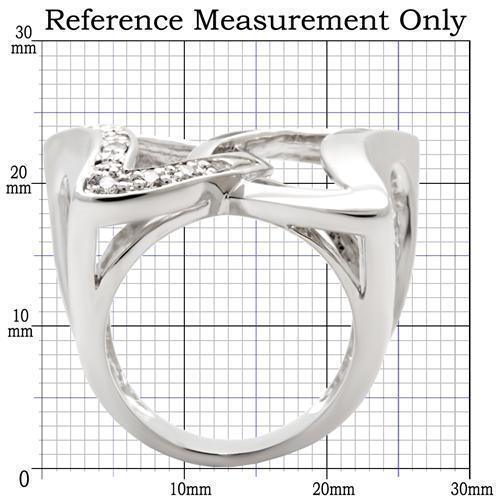 0W050 - Rhodium Brass Ring with AAA Grade CZ  in Clear Size 5