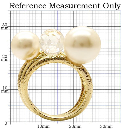 Gold Brass Ring with Synthetic Pearl in Citrine Yellow Size 5