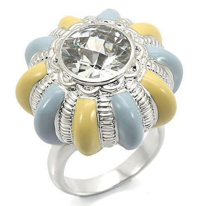 Rhodium Brass Ring with AAA Grade CZ  in Clear Size 7