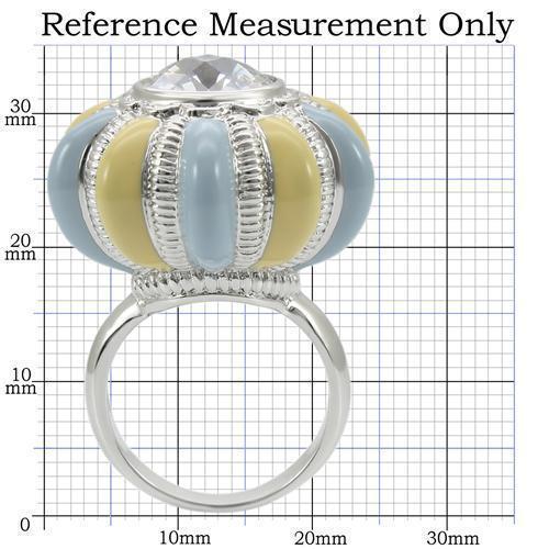 Rhodium Brass Ring with AAA Grade CZ  in Clear Size 7