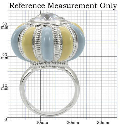 Rhodium Brass Ring with AAA Grade CZ  in Clear Size 7