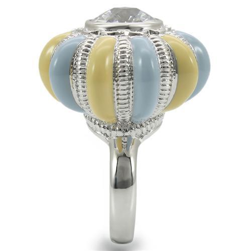 Rhodium Brass Ring with AAA Grade CZ  in Clear Size 7