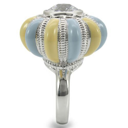 Rhodium Brass Ring with AAA Grade CZ  in Clear Size 7