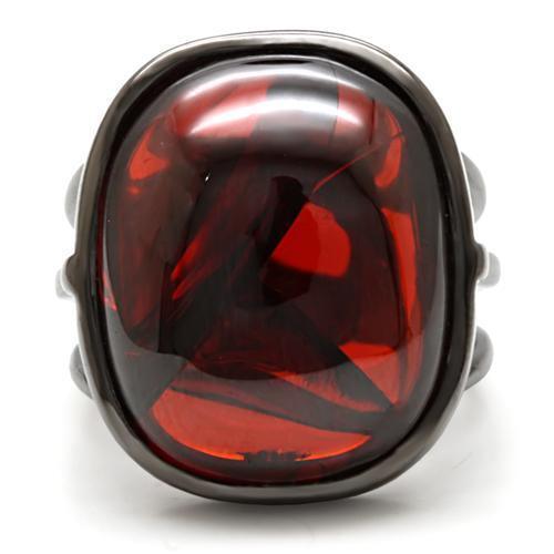 Ruthenium Brass Ring with AAA Grade CZ in Garnet Size 5