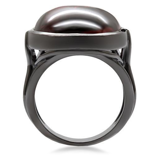 Ruthenium Brass Ring with AAA Grade CZ in Garnet Size 5