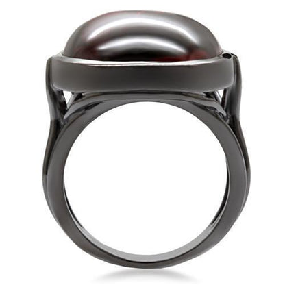 Ruthenium Brass Ring with AAA Grade CZ in Garnet Size 5