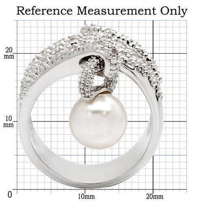 0W031 - Rhodium Brass Ring with AAA Grade CZ  in Clear - Size 5