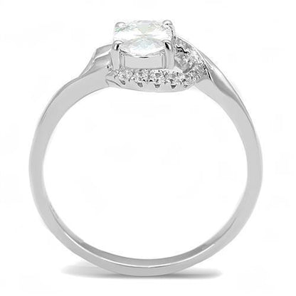 Rhodium 925 Sterling Silver Ring with AAA Grade CZ in Clear
