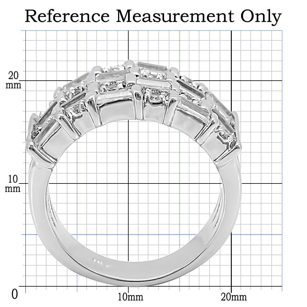 Rhodium Brass Ring with AAA Grade CZ  in Clear Size 10