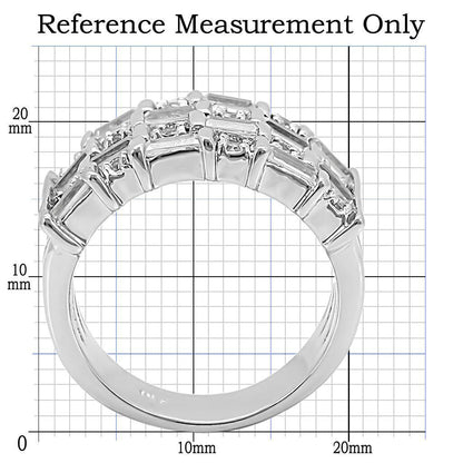Rhodium Brass Ring with AAA Grade CZ  in Clear Size 10
