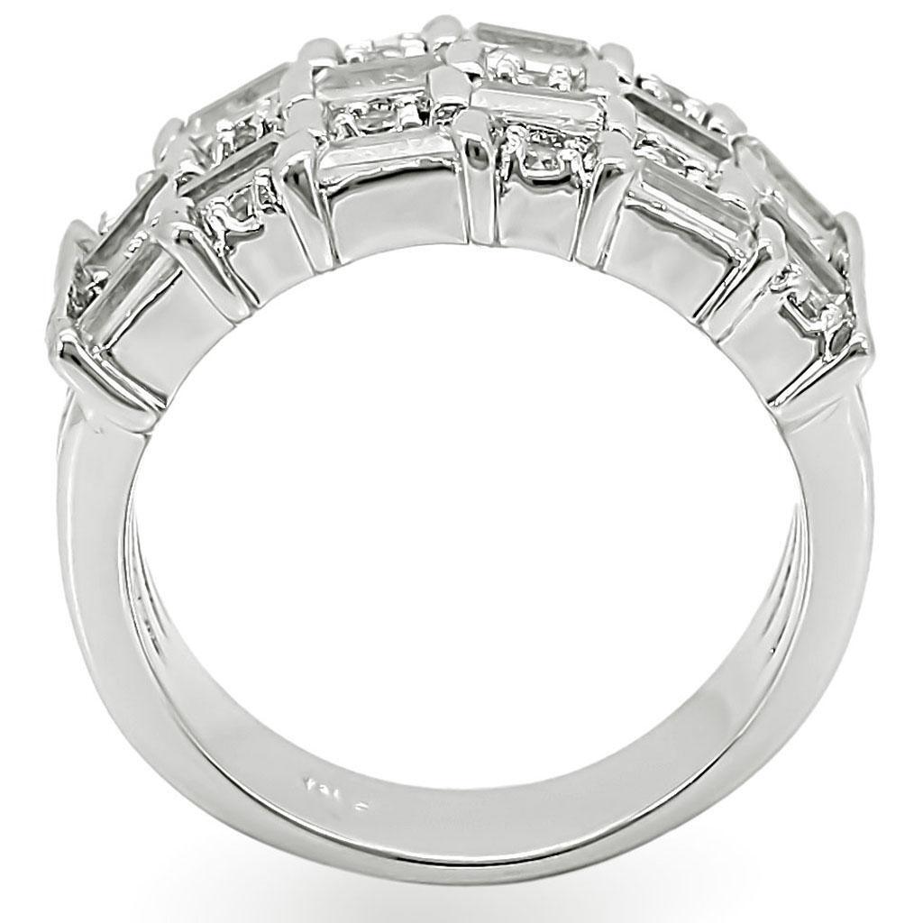 Rhodium Brass Ring with AAA Grade CZ  in Clear Size 10