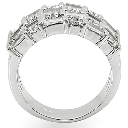 Rhodium Brass Ring with AAA Grade CZ  in Clear Size 10