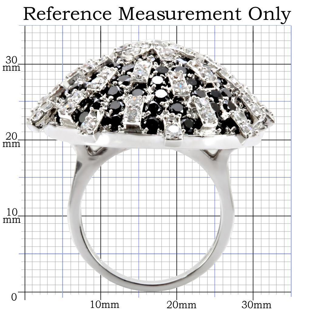 Rhodium Brass Ring with AAA Grade CZ  in Black Diamond