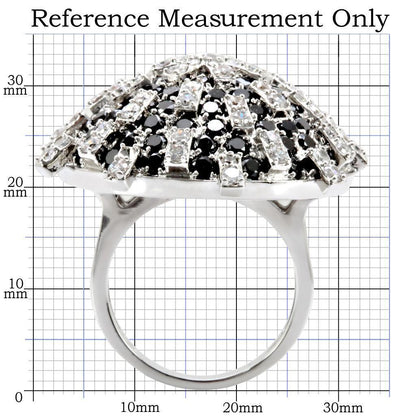 Rhodium Brass Ring with AAA Grade CZ  in Black Diamond