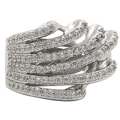 Rhodium Brass Ring with AAA Grade CZ in Clear