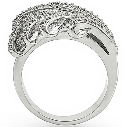 Rhodium Brass Ring with AAA Grade CZ in Clear