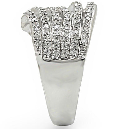 Rhodium Brass Ring with AAA Grade CZ in Clear