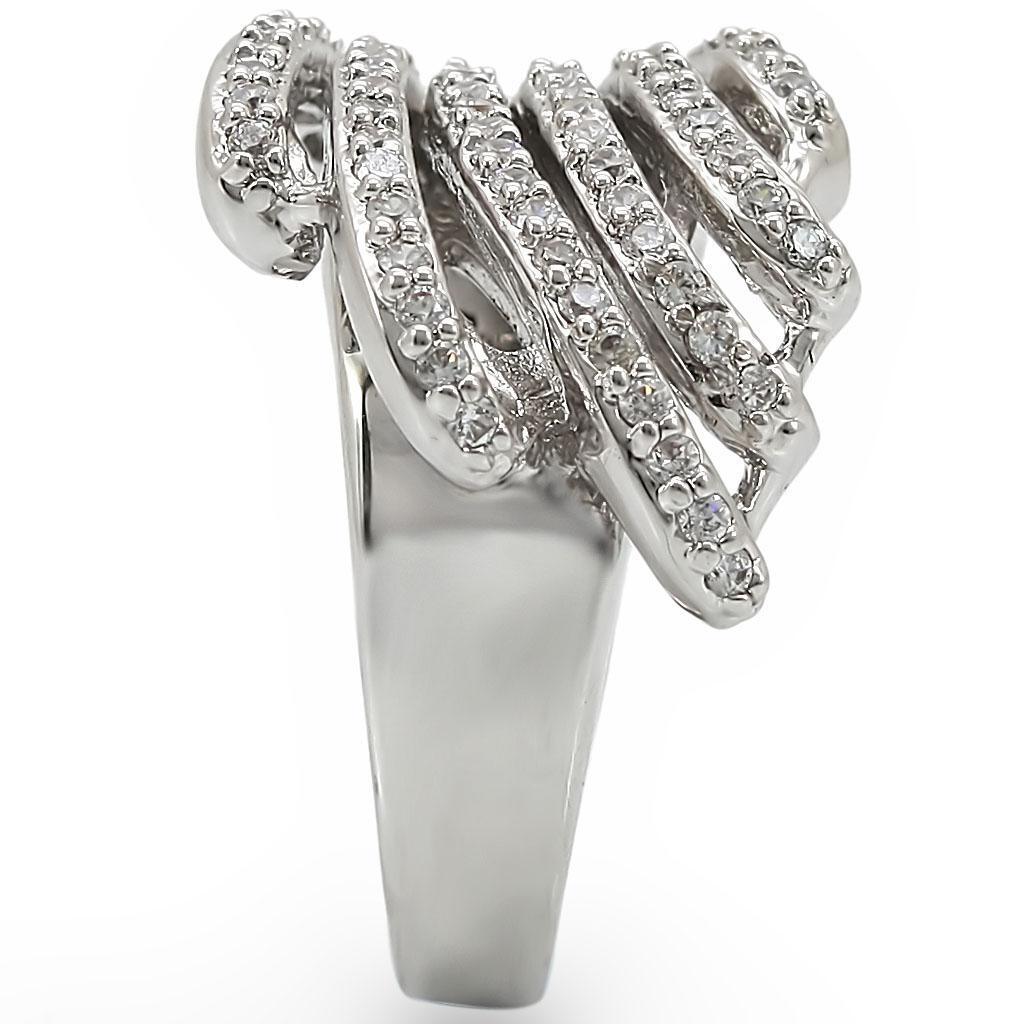 Rhodium Brass Ring with AAA Grade CZ in Clear
