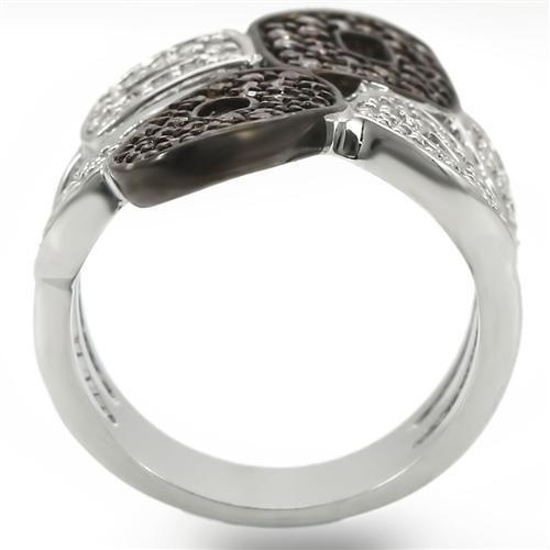 Rhodium + Ruthenium Brass Ring with AAA Grade CZ in Champagne