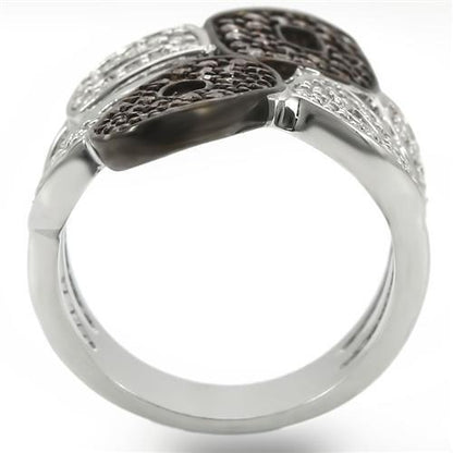 Rhodium + Ruthenium Brass Ring with AAA Grade CZ in Champagne