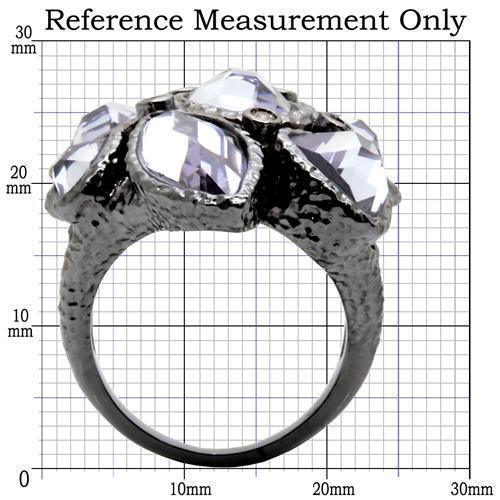 0W120 - Ruthenium Brass Ring with AAA Grade CZ in Light Amethyst Size 7