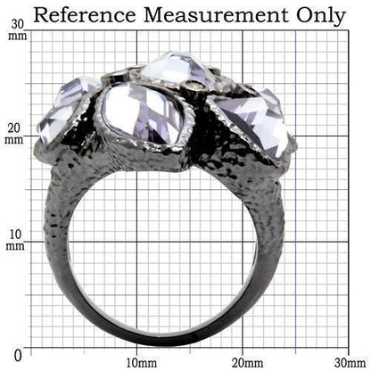 0W120 - Ruthenium Brass Ring with AAA Grade CZ in Light Amethyst Size 7