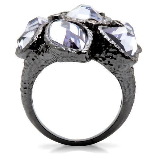 0W120 - Ruthenium Brass Ring with AAA Grade CZ in Light Amethyst Size 7