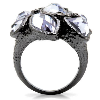 0W120 - Ruthenium Brass Ring with AAA Grade CZ in Light Amethyst Size 7