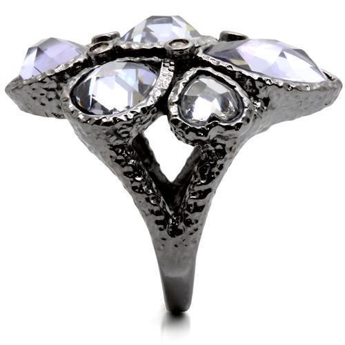 0W120 - Ruthenium Brass Ring with AAA Grade CZ in Light Amethyst Size 7