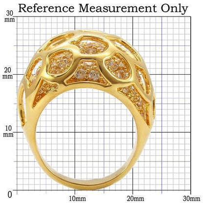 Gold Brass Ring with AAA Grade CZ  in Clear Size 6