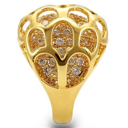 Gold Brass Ring with AAA Grade CZ  in Clear Size 6