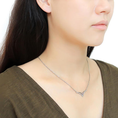 High polished Stainless Steel Chain Pendant with AAA Grade CZ in Light Rose 20"