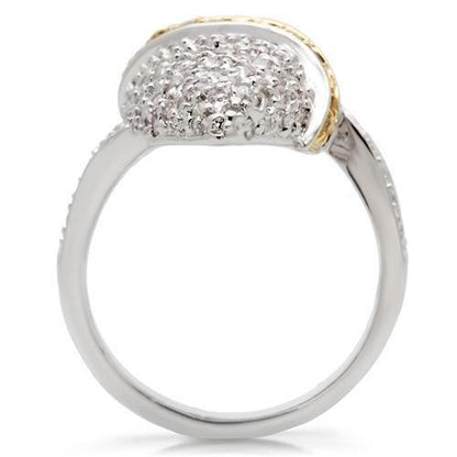 0W099 - Gold+Rhodium Brass Ring with AAA Grade CZ  in Topaz Size 7